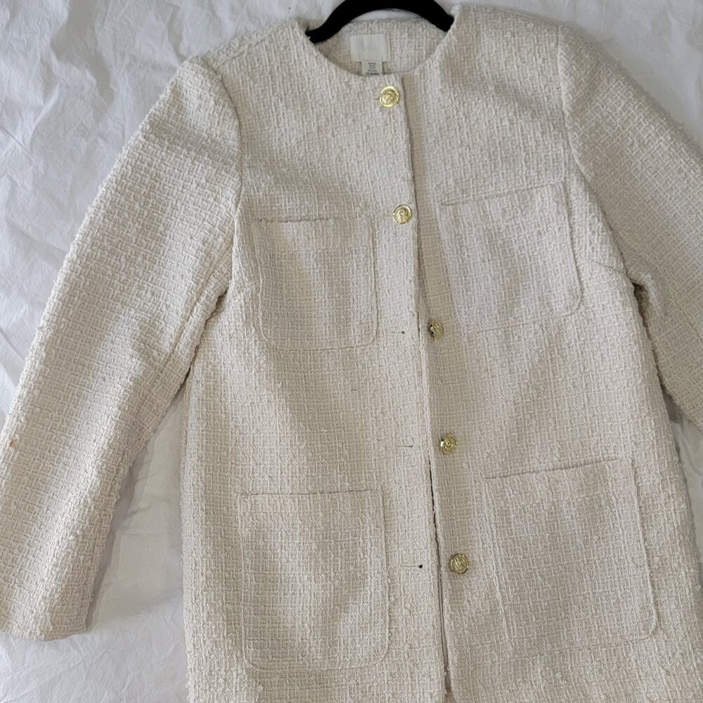H&M tweed cream jacket with gold buttons